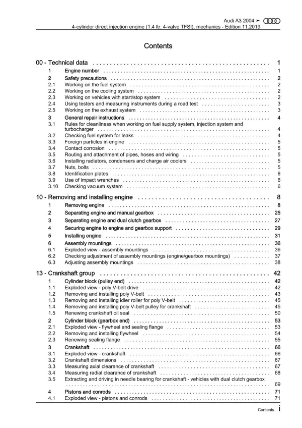 Audi A3 type 8P 2003-2012 injection engine mechanics 125 hp repair manual eBook