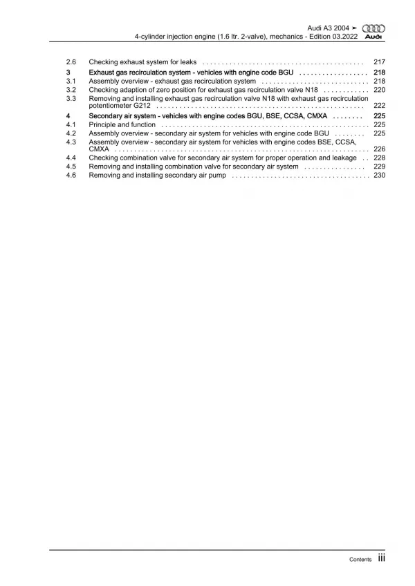 Audi A3 type 8P 2003-2012 injection engine mechanics 102 hp repair manual eBook