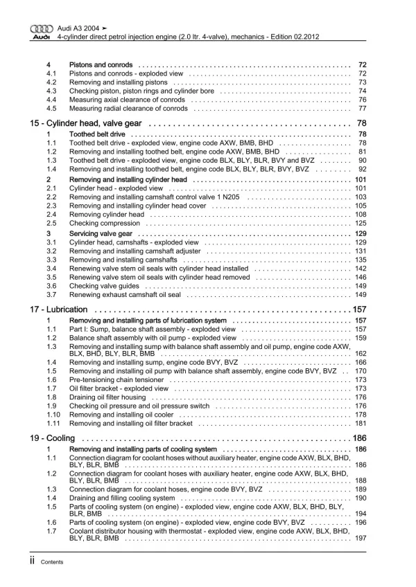 Audi A3 type 8P 2003-2012 injection engine mechanics 150 hp repair manual eBook