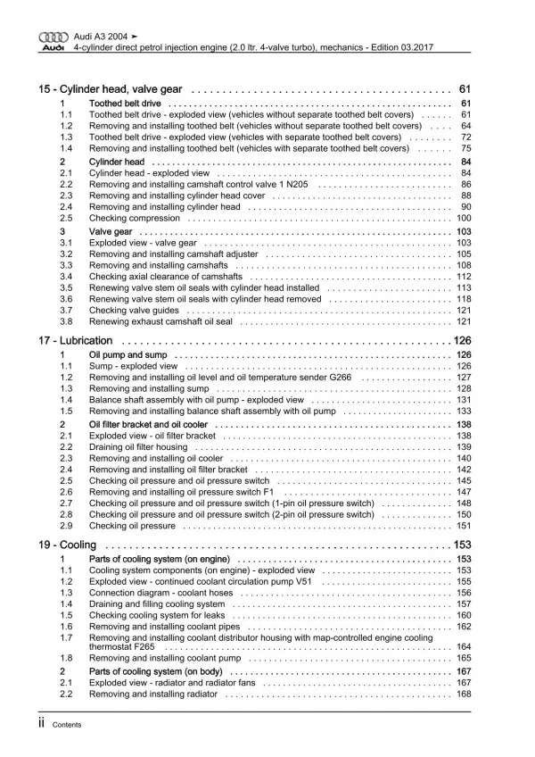 Audi A3 8P 2003-2012 injection engine mechanics 200-265 hp repair manual eBook