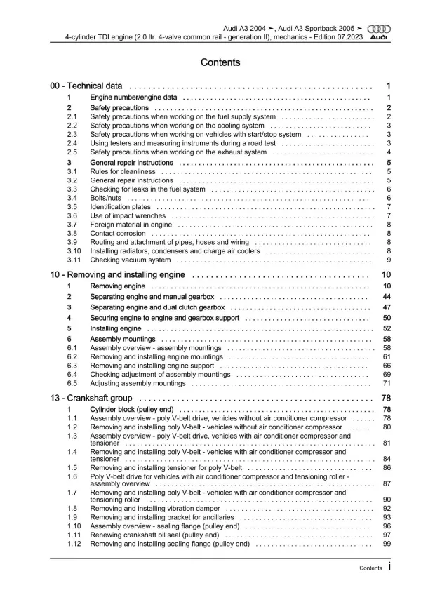 Audi A3 8P 2003-2012 tdi diesel engine mechanics 136-170 hp repair manual eBook