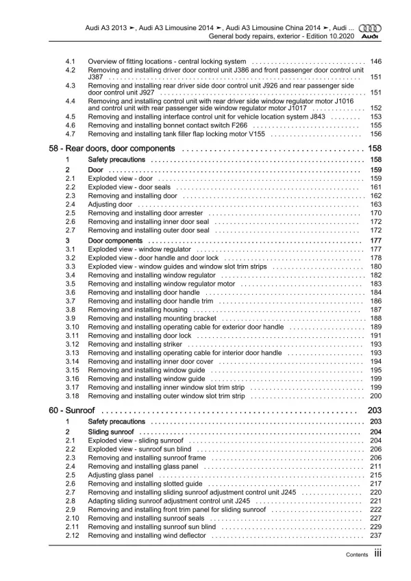 Audi A3 8V 2012-2020 general body repairs exterior repair workshop manual eBook