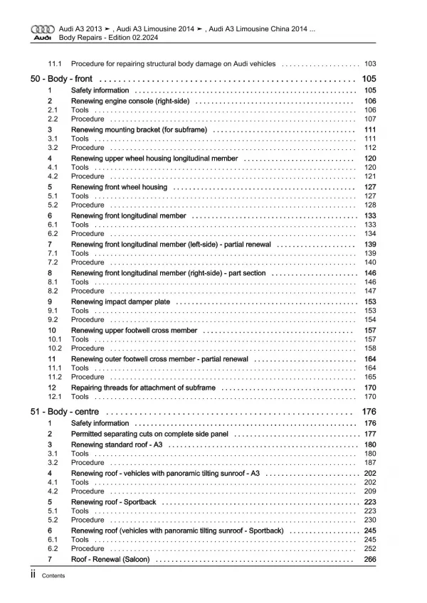 Audi A3 type 8V 2012-2020 body repairs workshop manual eBook pdf download