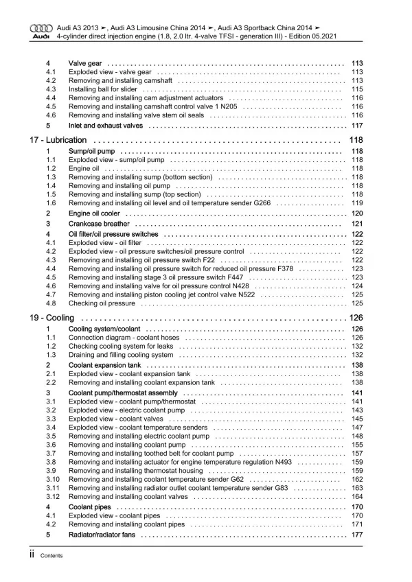 Audi A3 8V (12-20) 4-cyl. petrol engines 170-310 hp repair workshop manual eBook