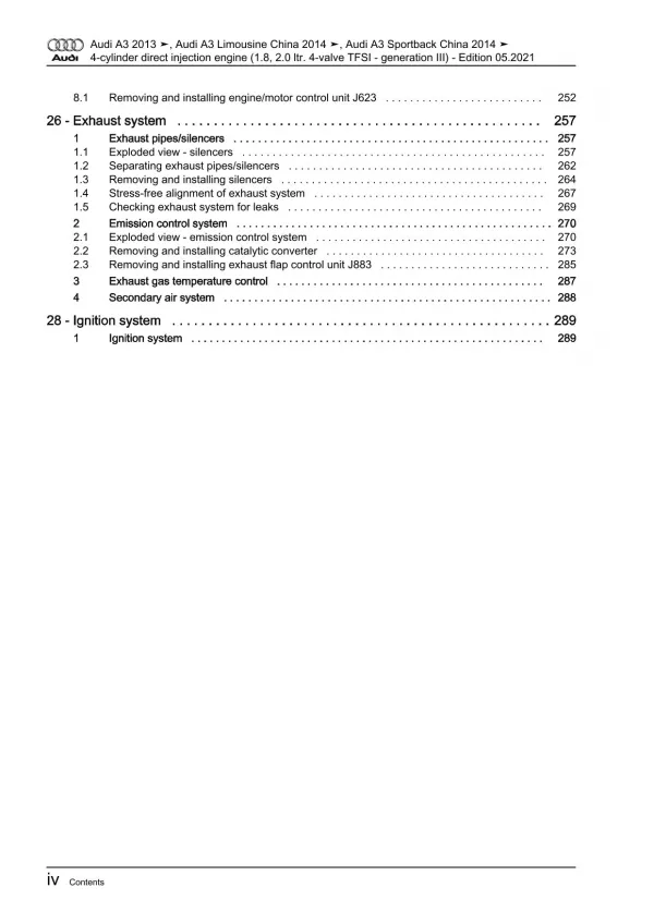 Audi A3 8V (12-20) 4-cyl. petrol engines 170-310 hp repair workshop manual eBook