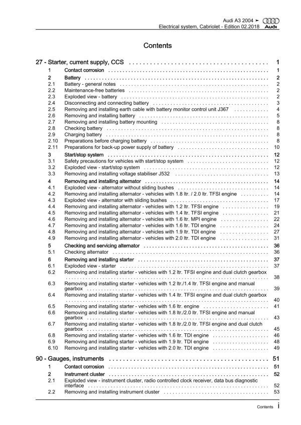 Audi A3 Cabrio type 8P7 2008-2013 electrical system repair workshop manual eBook