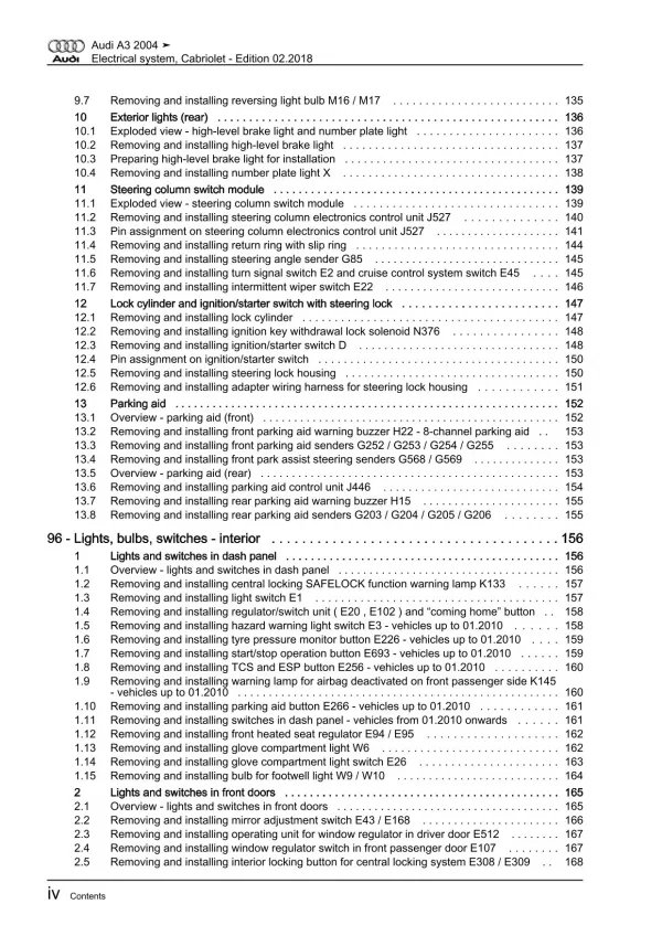 Audi A3 Cabrio type 8P7 2008-2013 electrical system repair workshop manual eBook