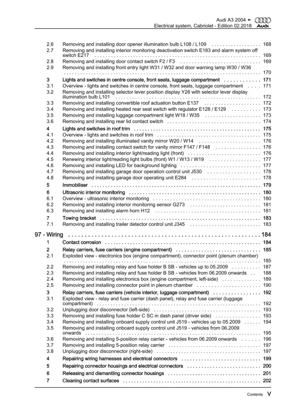 Audi A3 Cabrio type 8P7 2008-2013 electrical system repair workshop manual eBook