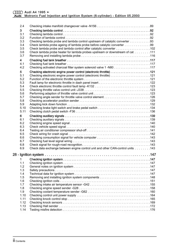 Audi A4 8D 1994-2002 2.4l motronic injection ignition system repair manual eBook