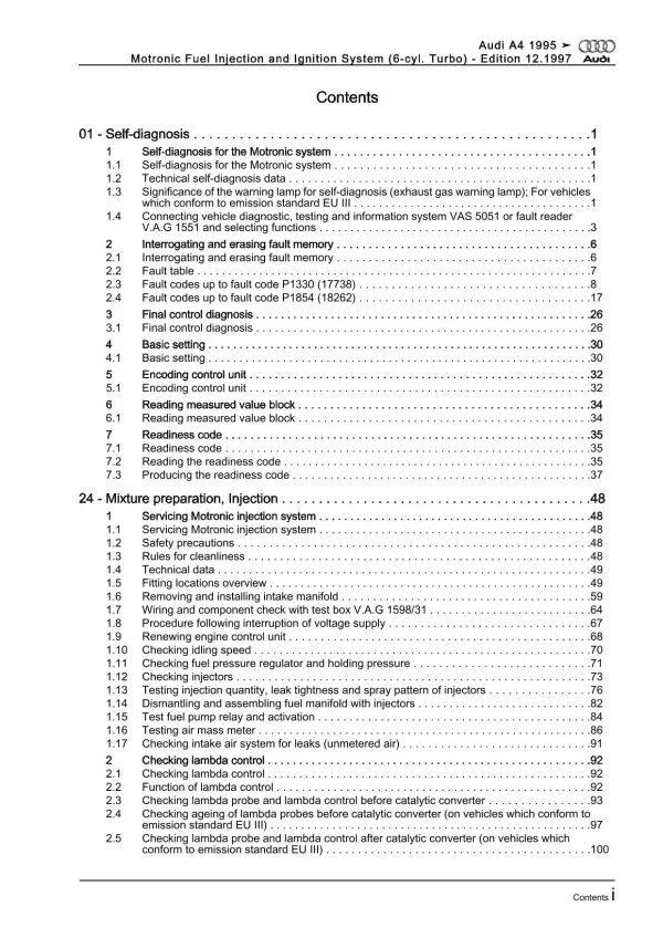 Audi A4 8D (94-02) motronic injection ignition system 265 hp repair manual eBook