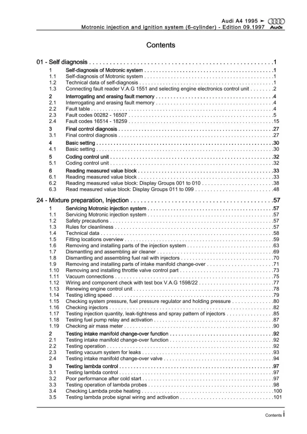 Audi A4 8D (94-02) motronic injection ignition system 193 hp repair manual eBook