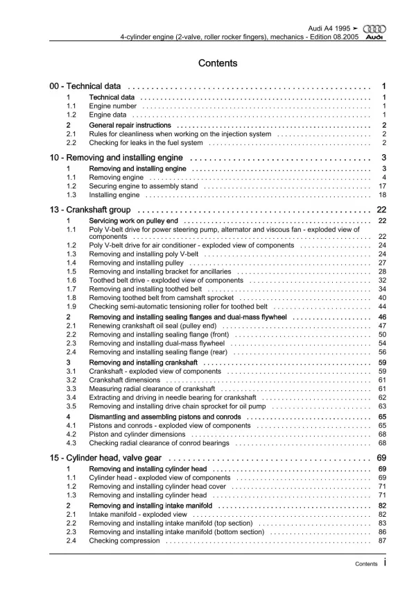 Audi A4 8D (94-02) 4-cyl. injection engine mechanics 102 hp repair manual eBook