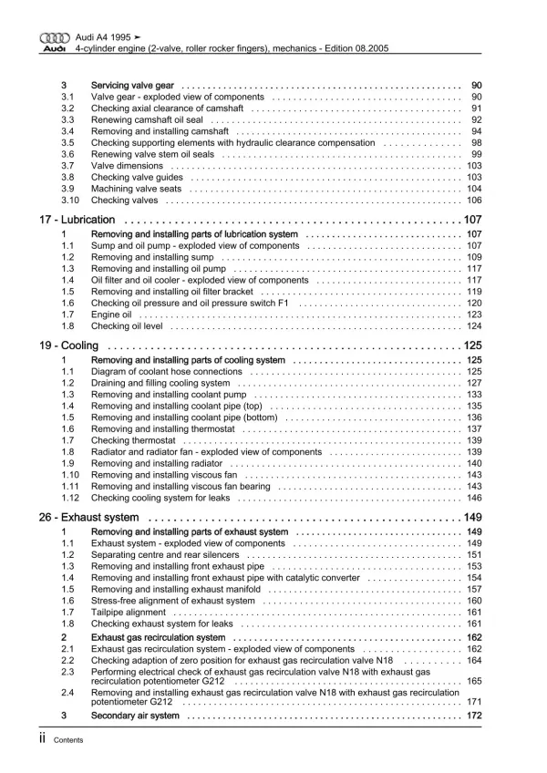 Audi A4 8D (94-02) 4-cyl. injection engine mechanics 102 hp repair manual eBook