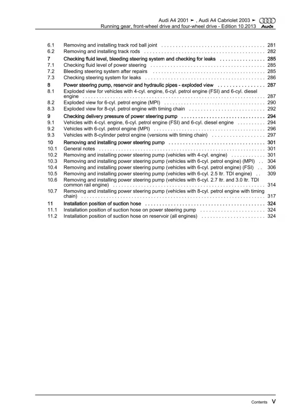 Audi A4 8E 2000-2008 running gear axles steering fwd awd repair manual eBook pdf