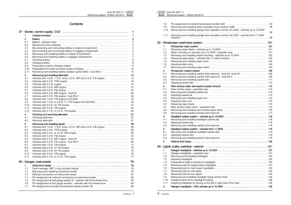 Audi A4 type 8E 2000-2008 electrical system repair workshop manual eBook pdf