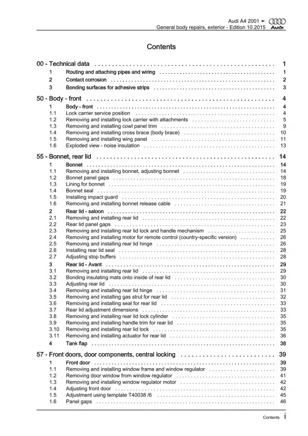 Audi A4 8E 2000-2008 general body repairs exterior repair workshop manual eBook