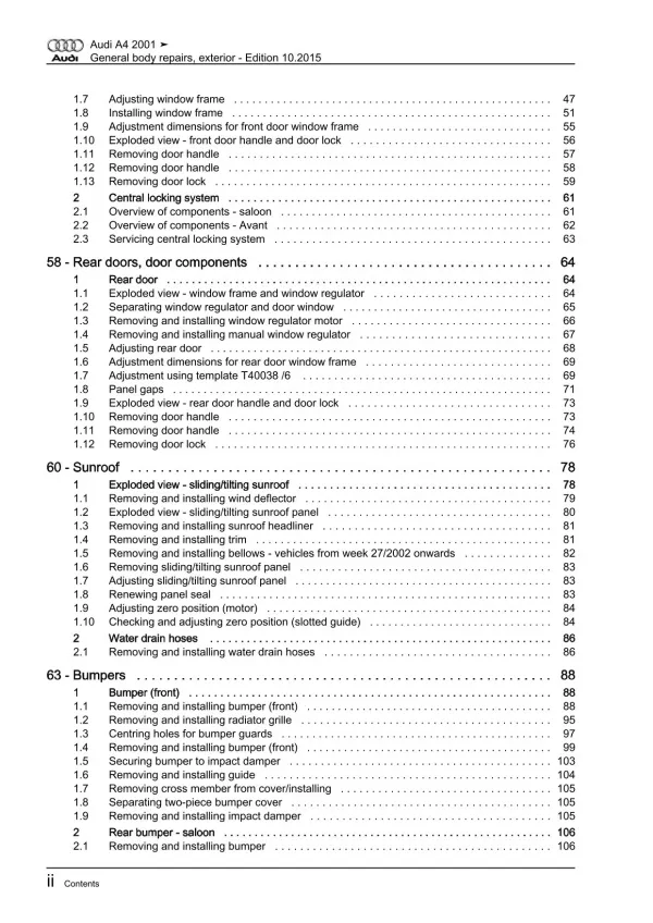 Audi A4 8E 2000-2008 general body repairs exterior repair workshop manual eBook