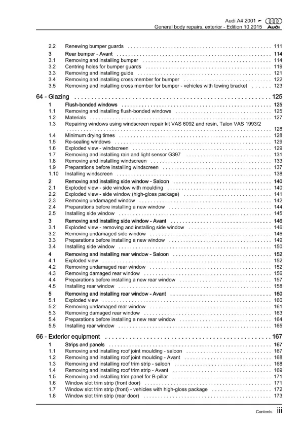 Audi A4 8E 2000-2008 general body repairs exterior repair workshop manual eBook