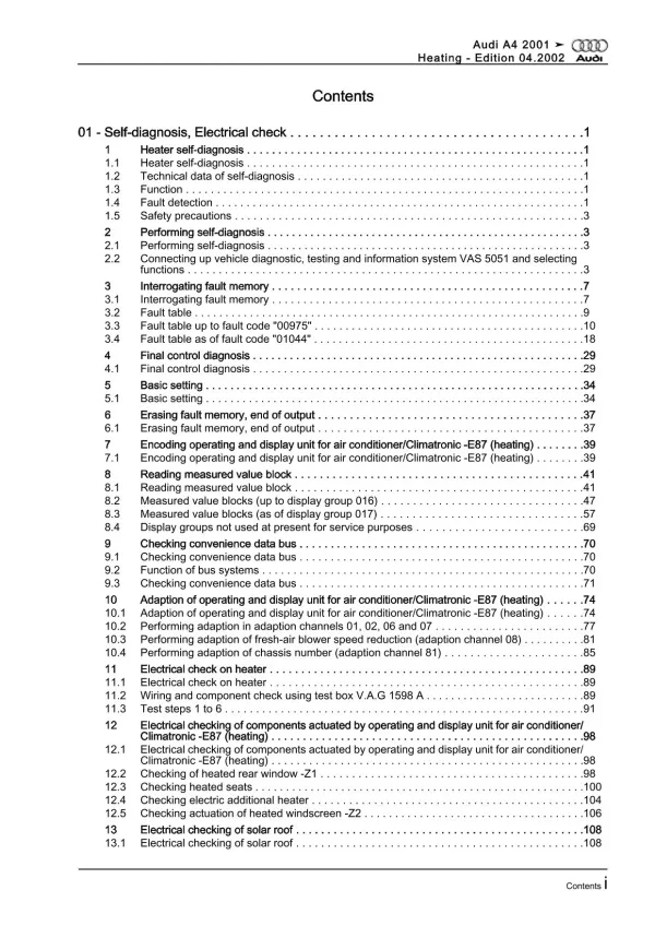 Audi A4 type 8E 2000-2008 heating system repair workshop manual eBook pdf