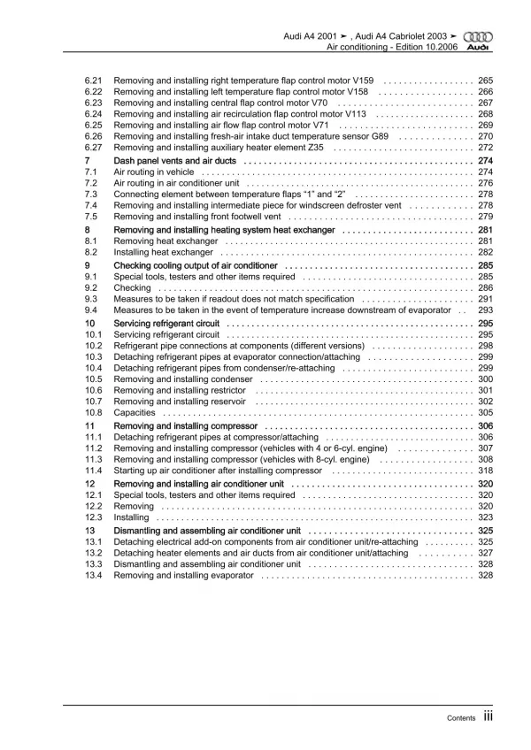 Audi A4 type 8E 2000-2008 air conditioning system repair workshop manual eBook