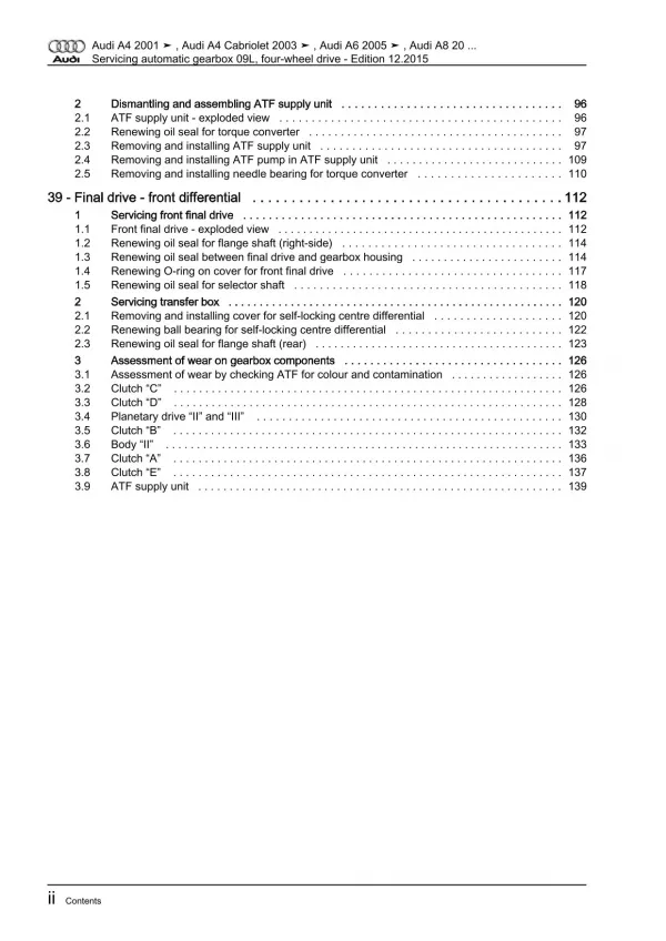 Audi A4 8E 2000-2008 servicing 6 speed automatic gearbox 09L repair manual eBook