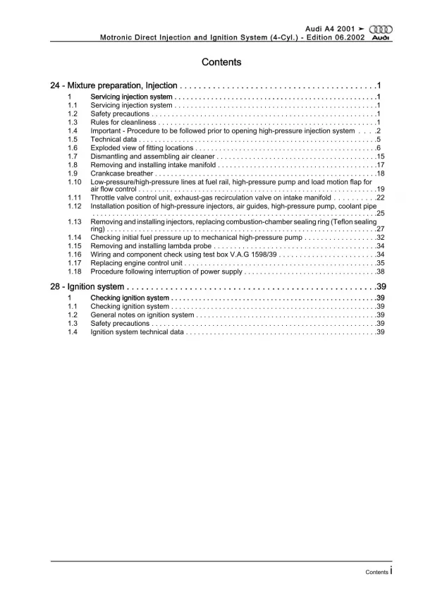 Audi A4 8E (00-08) motronic injection ignition system 150 hp repair manual eBook