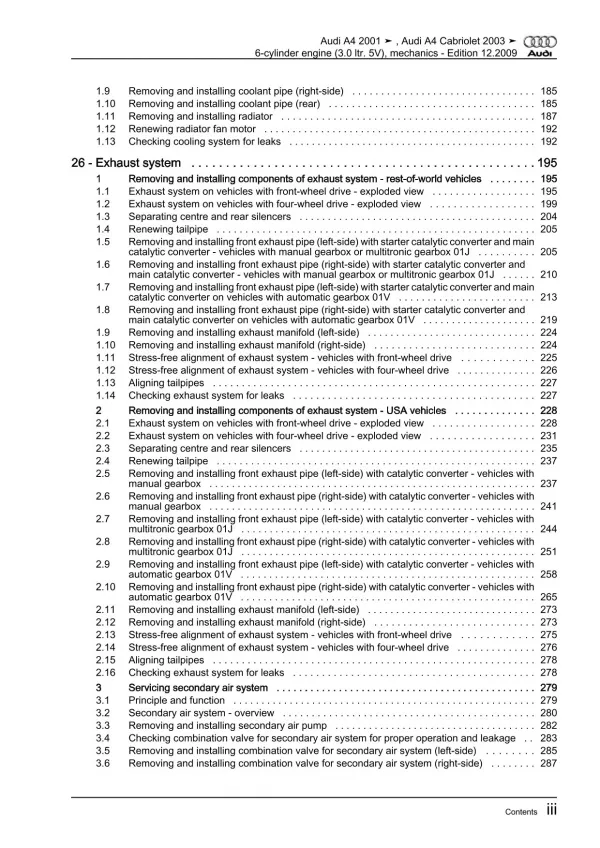 Audi A4 8E 2000-2008 injection engine mechanics 218-220 hp repair manual eBook