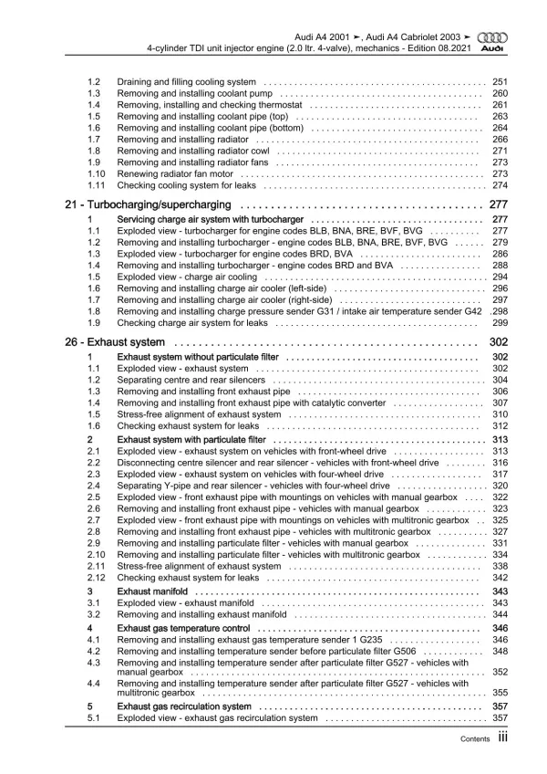 Audi A4 8E 2000-2008 diesel engine mechanics 2.0l 121-170 hp repair manual eBook