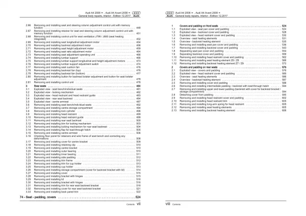 Audi A4 8K 2007-2015 general body repairs interior repair workshop manual eBook