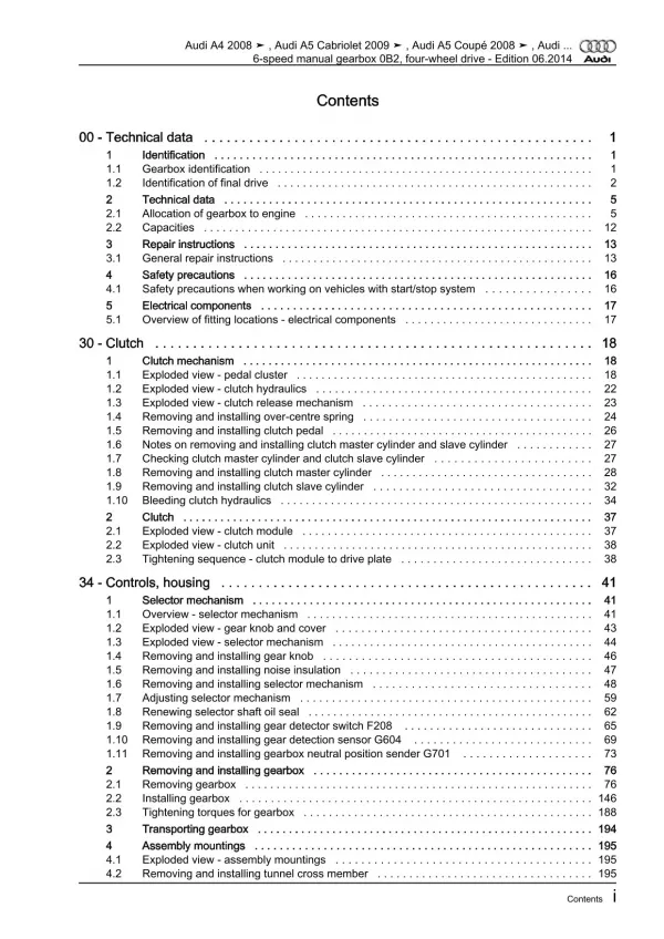 Audi A4 8K 2007-2015 6 speed manual gearbox 0B2 repair workshop manual eBook