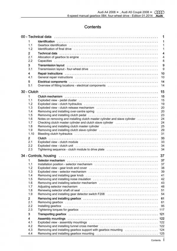 Audi A4 8K 2007-2015 6 speed manual gearbox 0B4 repair workshop manual eBook