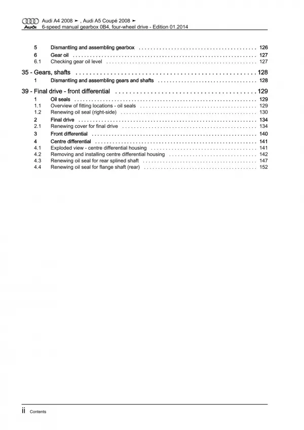 Audi A4 8K 2007-2015 6 speed manual gearbox 0B4 repair workshop manual eBook