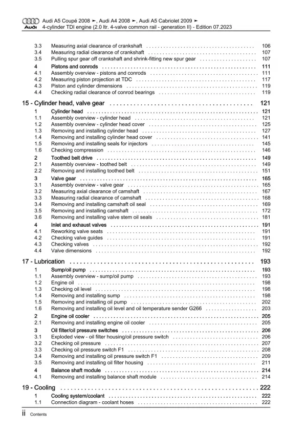 Audi A4 8K 2007-2015 2.0l diesel engines 120-177 hp repair workshop manual eBook