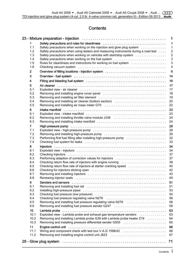 Audi A4 8K (07-15) tdi injection glow plug system 120-177 hp repair manual eBook