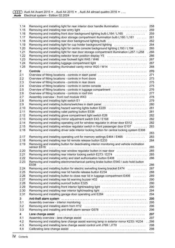 Audi A4 type 8W 2015-2019 electrical system repair workshop manual eBook pdf