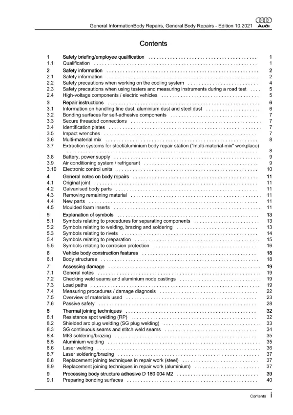 Audi A4 type 8W 2015-2019 general information body repairs workshop manual eBook