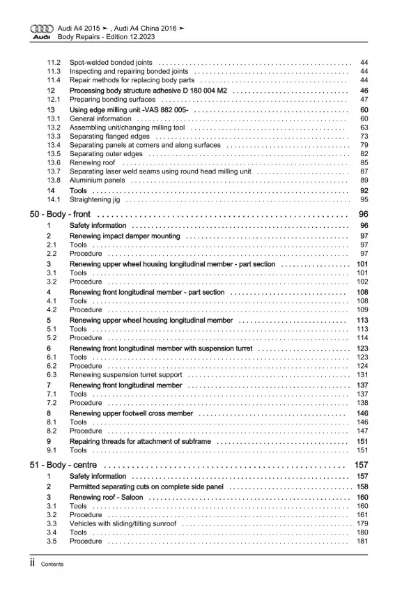 Audi A4 type 8W 2015-2019 body repairs workshop manual eBook pdf guide