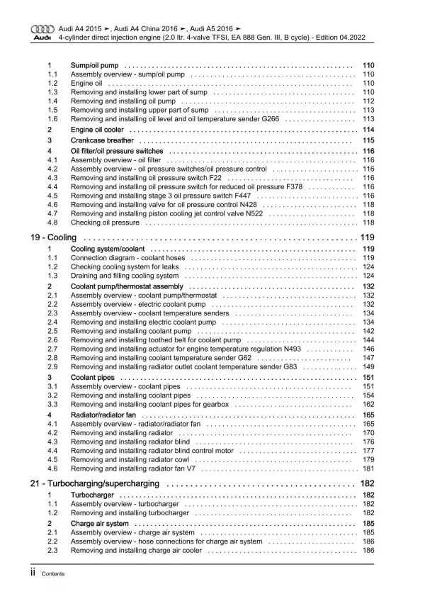 Audi A4 type 8W 2015-2019 petrol engines 150-190 hp repair workshop manual eBook