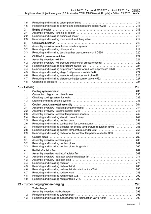 Audi A4 type 8W 2015-2019 petrol engines 150-204 hp repair workshop manual eBook