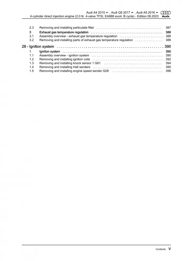 Audi A4 type 8W 2015-2019 petrol engines 150-204 hp repair workshop manual eBook