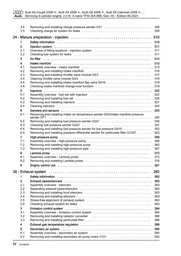 Audi A4 8W 2015-2019 servicing petrol engines 144-367 hp repair manual eBook