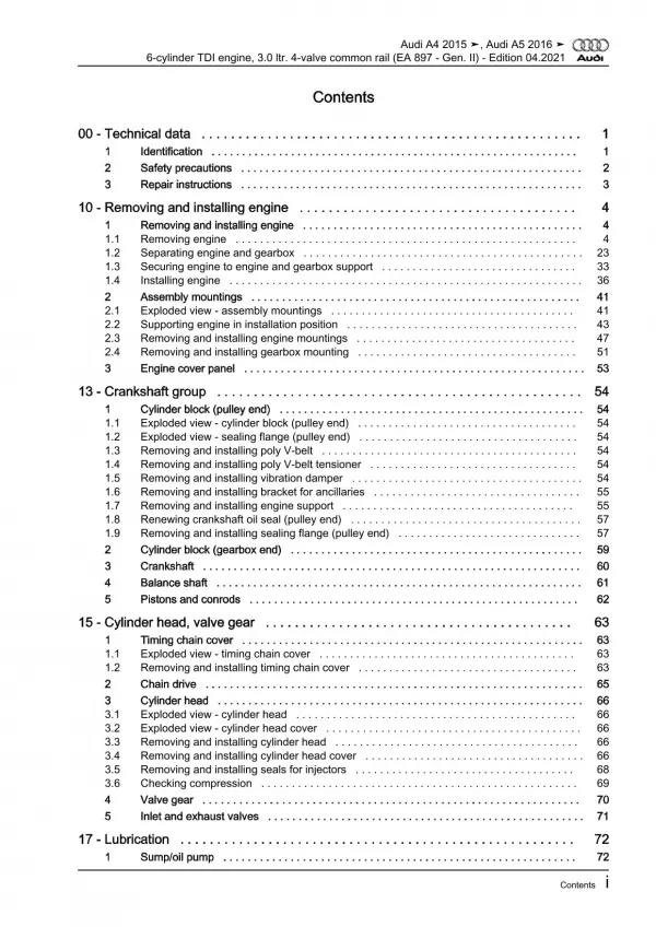 Audi A4 type 8W 2015-2019 6-cyl. diesel engines 231-286 hp repair manual eBook