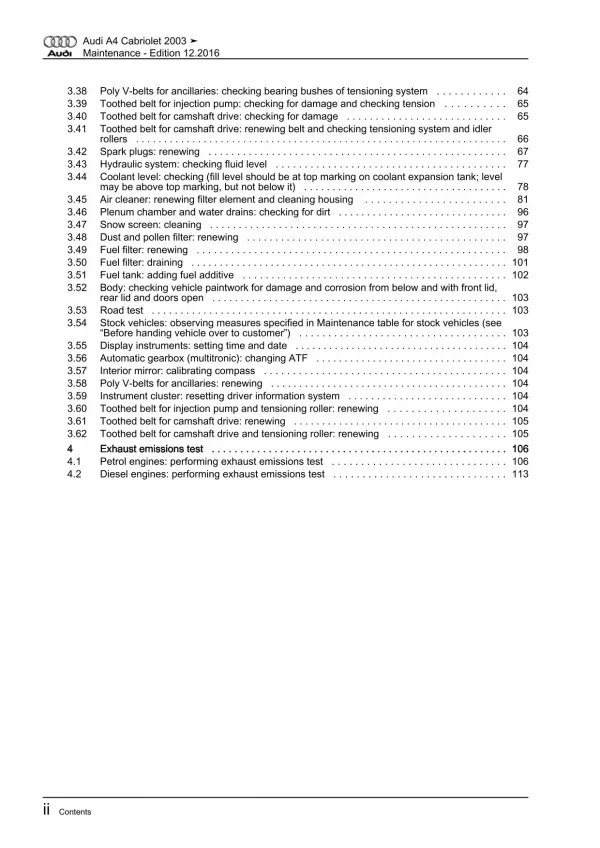Audi A4 Cabriolet 8H 2002-2009 maintenance repair workshop manual eBook pdf