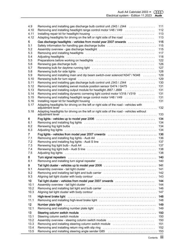 Audi A4 Cabriolet 8H 2002-2009 electrical system repair workshop manual eBook