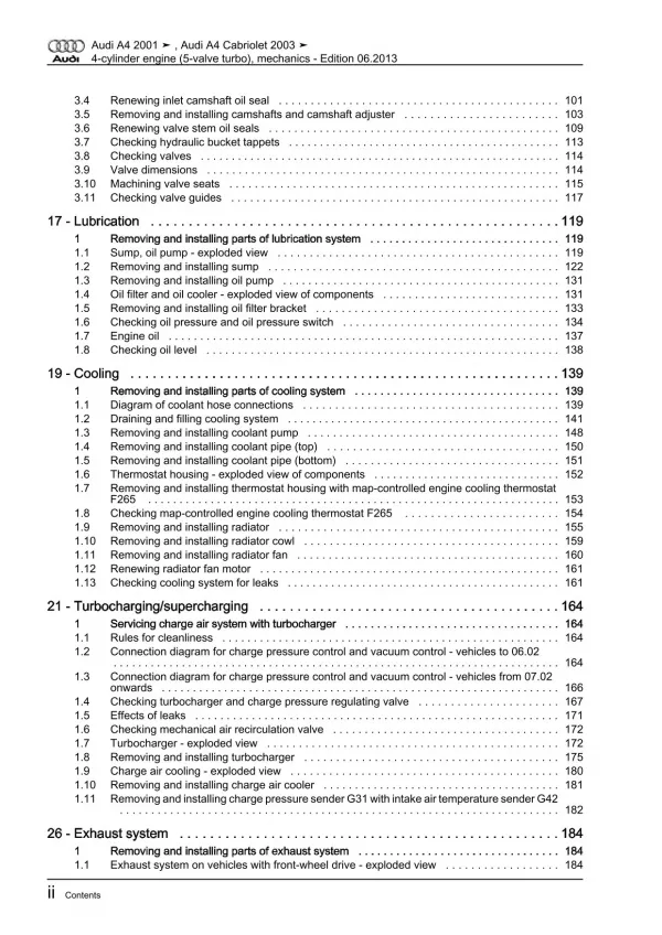 Audi A4 Cabrio (02-09) injection engine mechanics 150-190 hp repair manual eBook