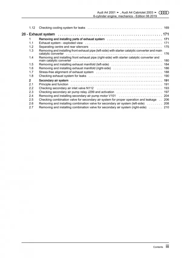 Audi A4 Cabrio (02-09) injection engine mechanics 163-170 hp repair manual eBook