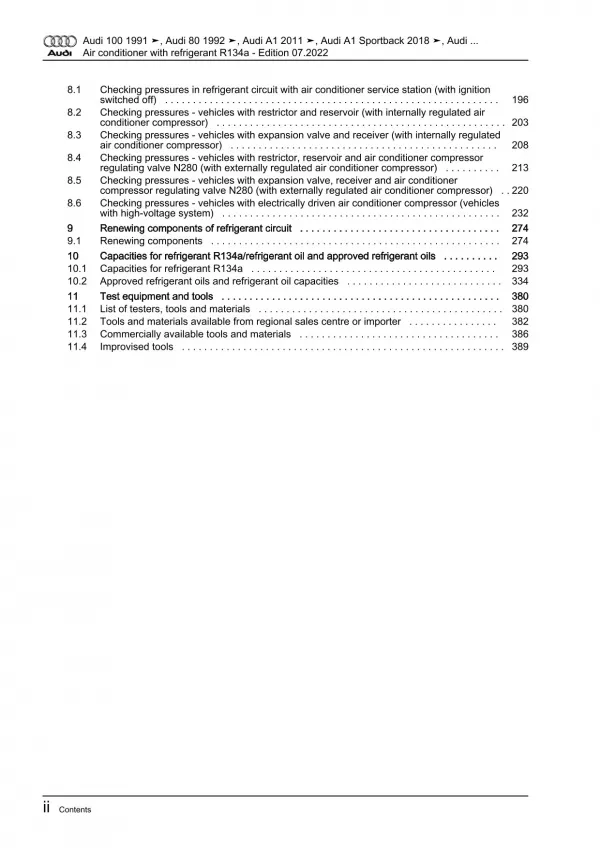 Audi A5 Cabrio 2009-2016 air conditioning systems refrigerant R134a manual eBook