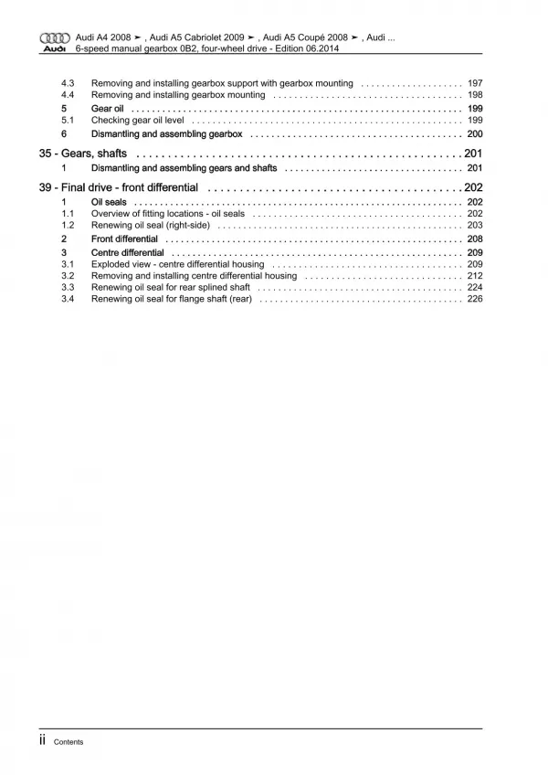 Audi A5 Cabrio 2009-2016 6 speed manual gearbox 0B2 repair workshop manual eBook