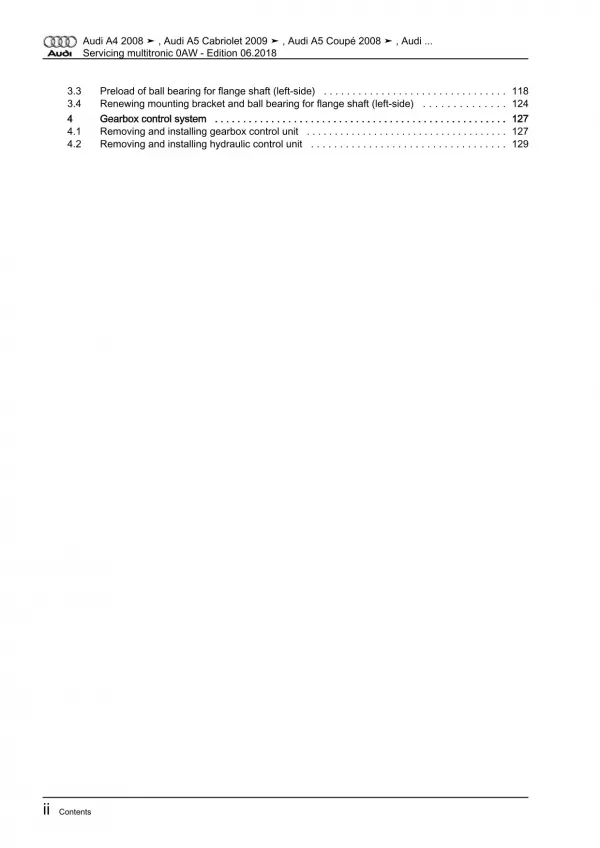 Audi A5 Cabrio 2009-2016 servicing multitronic gearbox 0AW repair manual eBook