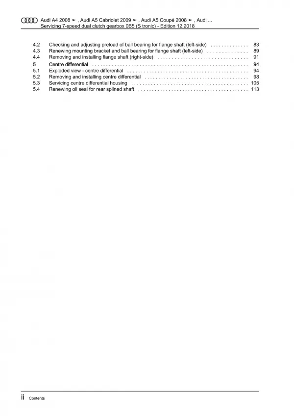 Audi A5 Cabrio (09-16) servicing 7 speed dual clutch gearbox repair manual eBook